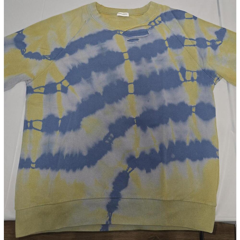 Saint Laurent Paris Distressed Tie-Dye Sweatshirt (Men’s XL)